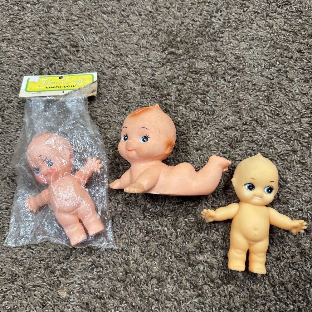 Lot of 3 Vintage 6” Kewpie Dolls – Korea New, Taiwan, Hong Kong – Vinyl